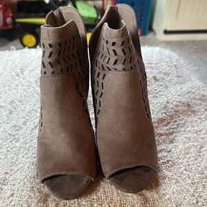 Madden Girl Brown Heeled Boots with Perforated Detailing